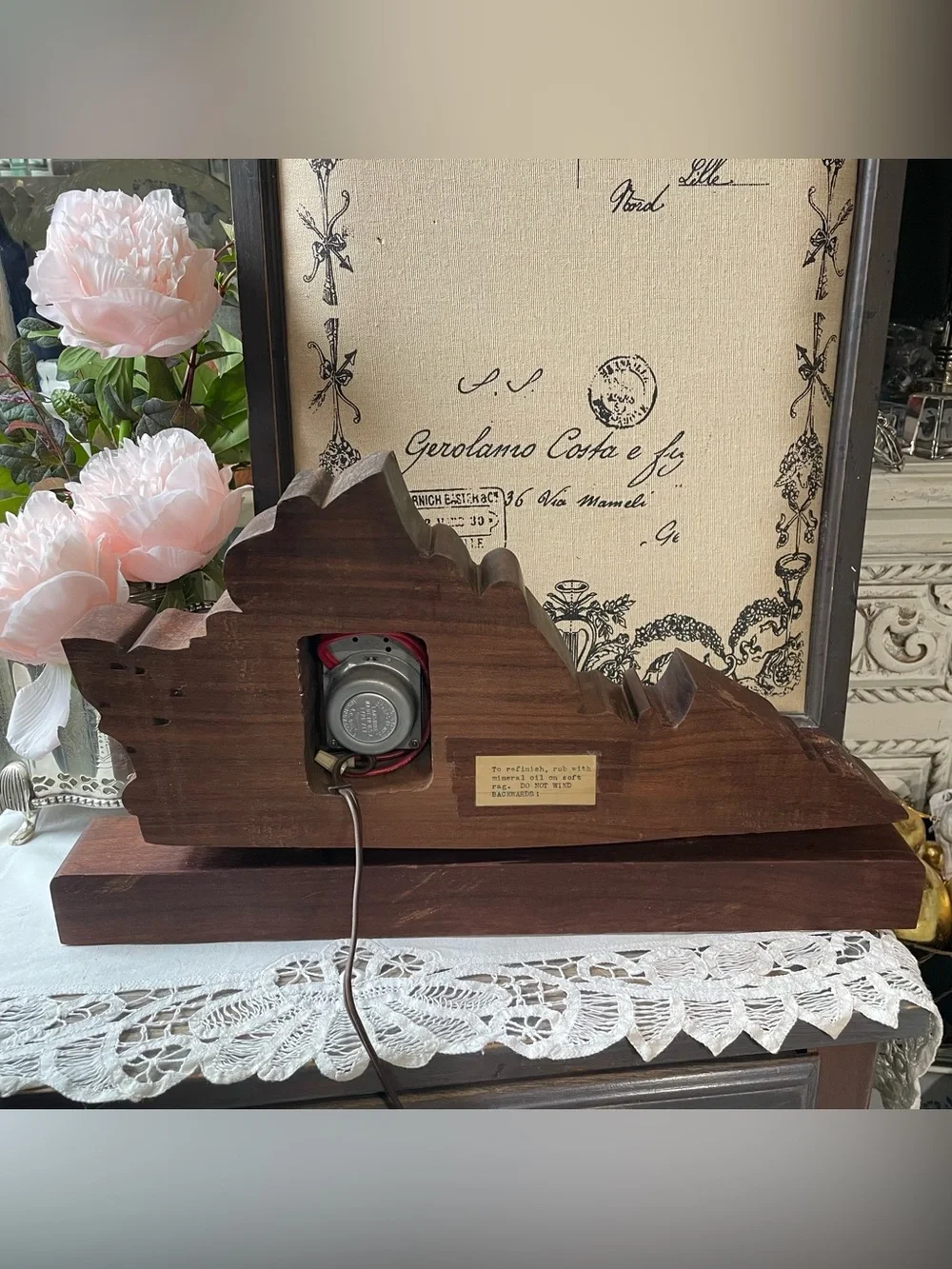 Handcrafted Virginia Wood Mantel Clock - Brown
